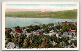 Watkins Glen NY Bird&#39;s Eye View Of Watkins And Seneca Lake Postcard M30 - £3.95 GBP