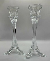 Longchamp Cristal D&#39;Arques Bandol Lead Crystal Candlesticks Pair of 2 Footed - £22.83 GBP