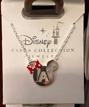 Disney Parks Minnie Mouse Icon Initial Letter A Silver Color Necklace Child Size