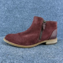 Clarks  Women Ankle Boots Burgundy Leather Zip Size 7.5 Medium - £23.87 GBP