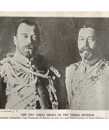 1914 King George Czar Nicholas Triple Entente WW1 Print Antique Military... - $39.99