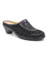 Sofft Women Ruffled Clog Mule Heels Size US 7N Black Leather Suede - £9.47 GBP