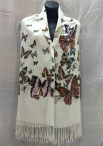 Butterfly Brown Paisley Pashmina Warm Soft Scarf Ladies Women - £15.96 GBP