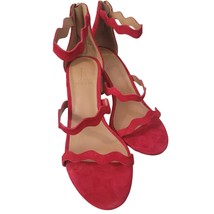 J by J Crew 6.5 Red leather Ankle Heel Pumps Open Toe Strappy  - $31.04