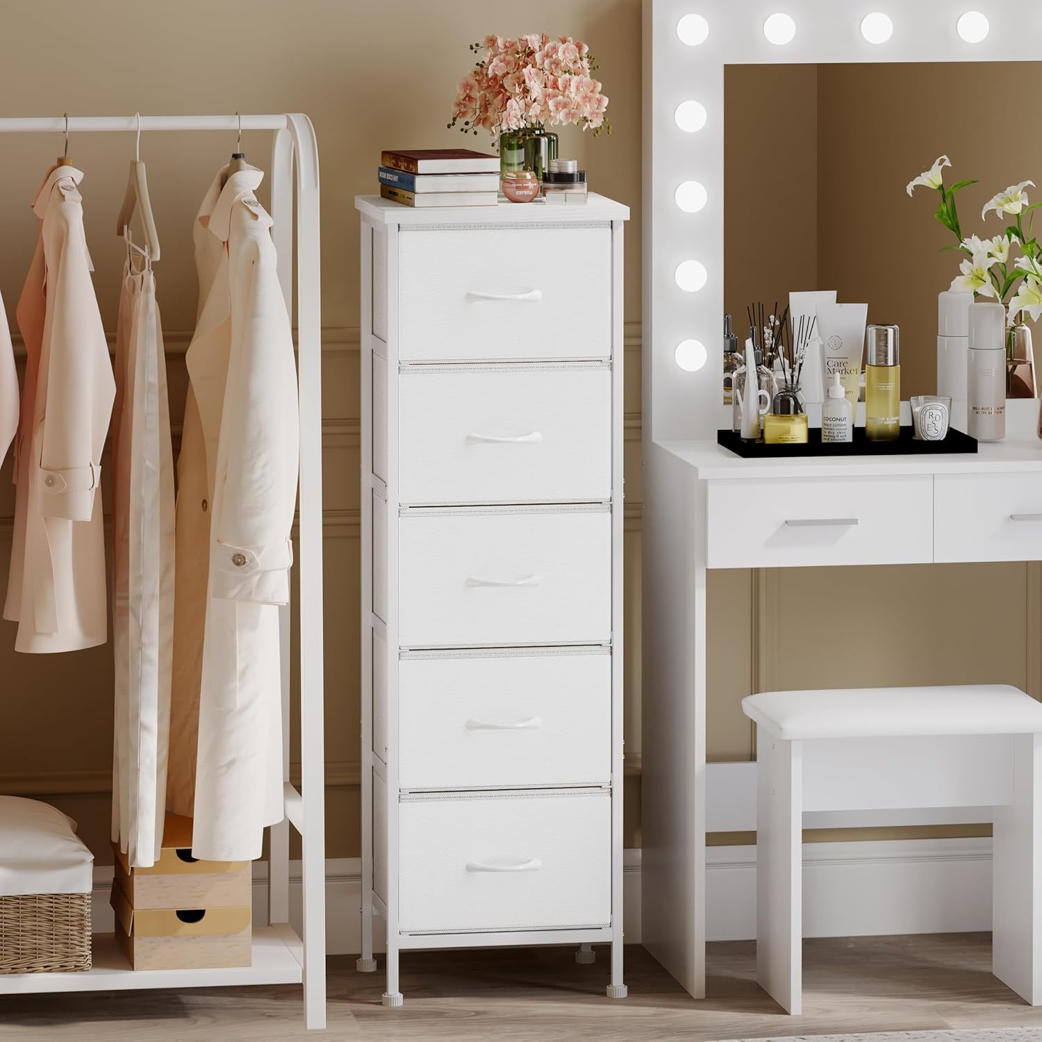 Fixwal White Tall Dresser For Bedroom, Closet Organizers And, Bedroom Fu... - $64.93