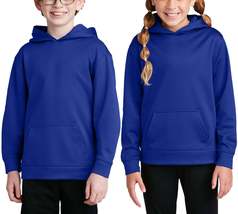 Youth Moisture Wicking Fleece Hooded Pullover Kids Hoodie Royal XL Girls &amp; Boys - £18.42 GBP