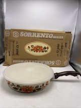 Moneta Sorrento Skillet Enamel Italy 10&quot; Floral Orange MCM Vintage 1970s AP Box - $39.19