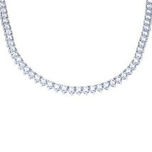 16&quot; Brillante Redondo Imitación Diamante Tenis Collar Platino Chapado Plata - £223.83 GBP