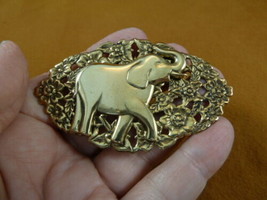 (b-ele-171) Elephant floral brass pin pendant elephants zoo safari Repub... - $21.49