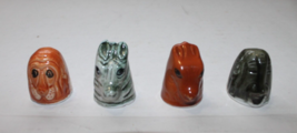 Vintage Bone China Animal Design Thimble Set 4 Piece MSR Imports Inc NIB 1979 - £7.97 GBP