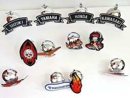 Motorcycle Patches Ornaments on 3&quot; Balls W/1 3/4&quot;  W/5&quot; Patches Attached... - $18.69