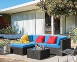 5 Piece Patio Conversation Set Wicker Rattan Furniture Outdoor Sofa With... - £463.16 GBP