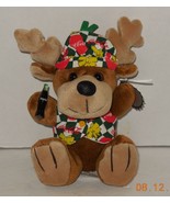 Coca-Cola Reindeer in vest &amp; beanie 8&quot; bean bag plush toy style #0168 - $15.07