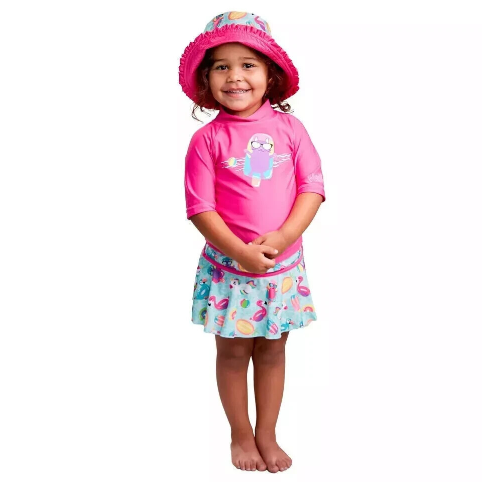 UV Skinz Girls Toddler Size 3T Pink 3 Piece Swimwear Set Swimsuit NWT - £7.43 GBP