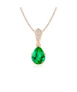 ANGARA 1.1Ct Natural Emerald Pendant Necklace With Diamond in 14K Gold (... - $3,464.10