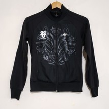 Adidas Zip Track Jacket Black Floral Personal Trainer Los Angeles Womens Small - £17.35 GBP
