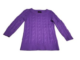J. Crew Cable Knit Italian Cashmere Sweater Womens Size XXS Purple - £22.44 GBP
