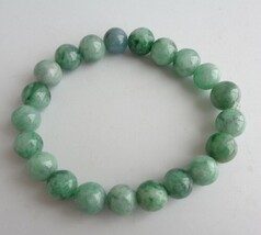 Certified Green Natural A Jade Jadeite Handmade 9mm Bead Stretchy Bracel... - $145.00