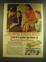 1941 Beech-Nut Gum Ad - 919 College students quizzed! 3 out of 5 prefer  - £13.82 GBP