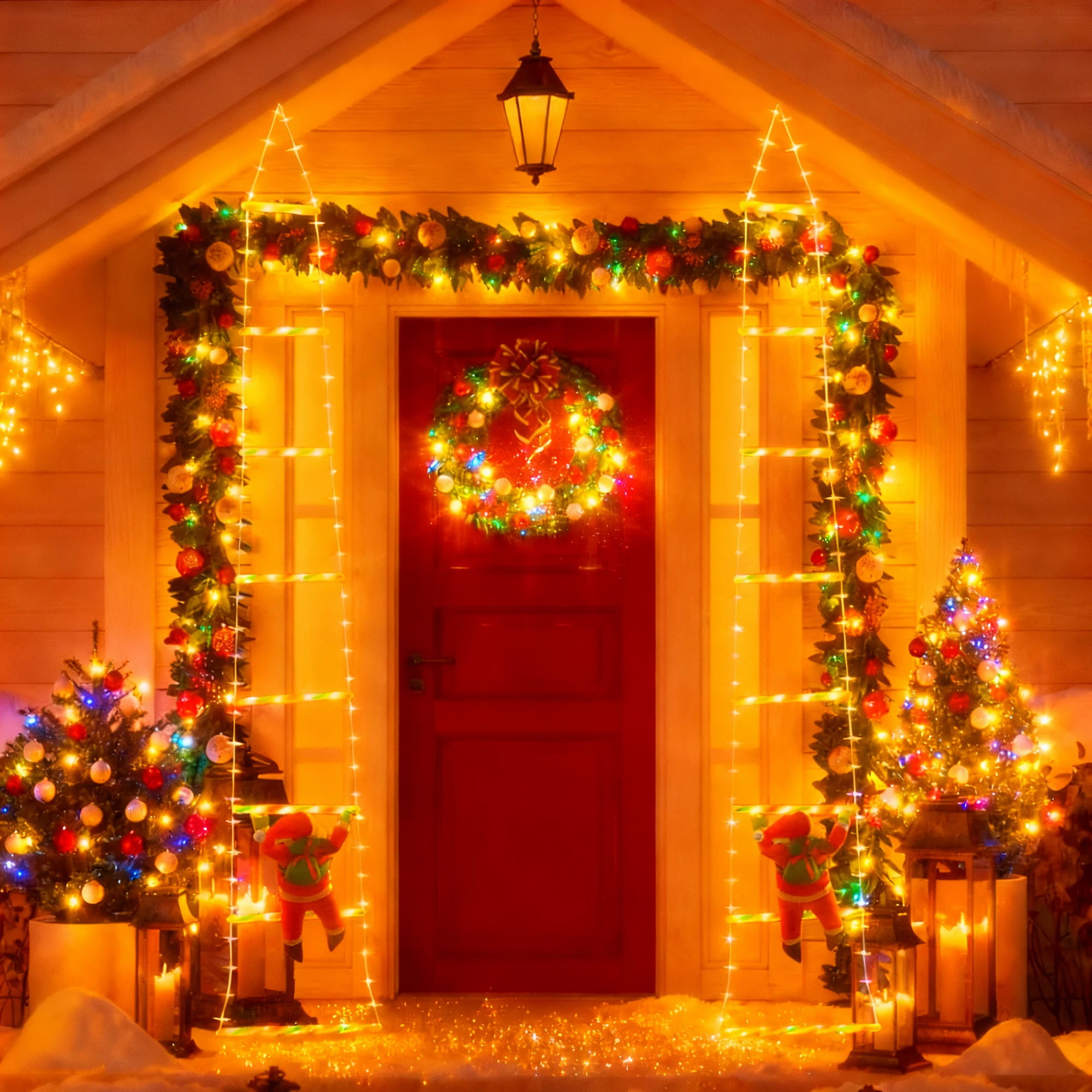 Santa Climbing Ladder with Lights, 11.8" Detachable Doll, 8 Modes &amp; USB ... - $62.86