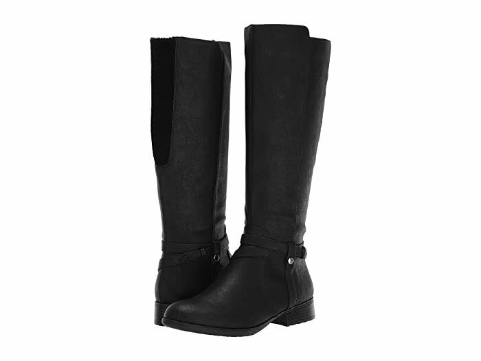 Lifestride Womens Size 7 Xtrovert Faux Leather Tall Riding Boots Flex Calf Black - $45.05