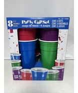 Set of 8 Jumbo Double Wall Insulated 32oz Reusable Party Cups W/ Lids-NE... - £19.16 GBP