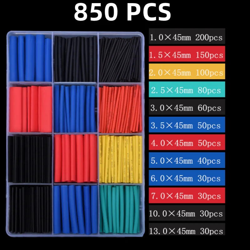 Sporting 140-850 PCS Color Boxed Thermoresistant Tube Wire Insulated Polyolefin  - £23.59 GBP