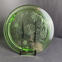 Vintage Jeanette Sunflower 10&quot; Footed Cake Plate Uranium Depression Glas... - $548.60 MXN