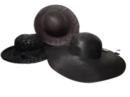 LOT OF 3 Women&#39;s Sun Hats, Straw Hats, Street Smart, Black - £23.62 GBP