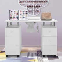 Manicure Table Nail Desk Workstation With Dust Collector +Wrist Pad+ Dra... - $292.99