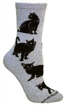 Cat Feline Black Cat Adult Size Medium Socks/Gray Usa Made - £7.98 GBP