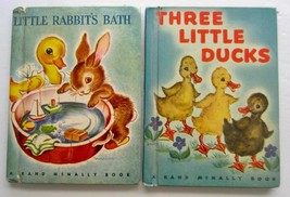 Vintage Rand Mc Nally Junior Elf Books Little Rabbit&#39;s Bath ~ Three Little Ducks - £9.20 GBP