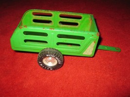 Vintage Green NYLINT Farms Metal Muscle Pressed Steel: 6&quot; Stake Trailer - £9.43 GBP