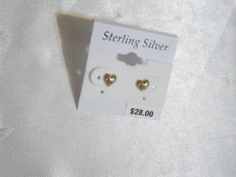 Department Store 18k Gold/Sterling Silver Heart Stud Earrings R617 - $14.39