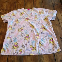 Womens L Scrub Top Hospital Uniform Healthcare Winnie the Pooh - £17.33 GBP