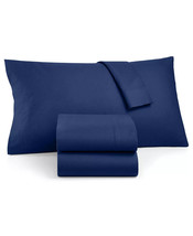 3 Piece Martha Stewart 100% Cotton Flannel Solid Eclipse Blue Twin Sheet... - £86.31 GBP
