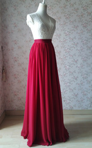 RED Chiffon Maxi Skirt Womens Full Long Chiffon Summer Wedding Bridesmaid Skirt image 5