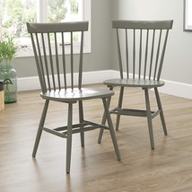 Sauder New Grange Spindle Back Chair, L: 20.47&quot; X W: 21.26&quot; X H: 36.22&quot;, Pewter - £119.67 GBP