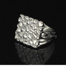 Nugget Square Silver Plated Pinky Hip Hop Fashion Ring Size 6 7 8 - £7.95 GBP