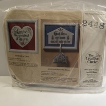 The Creative Circle Cross Stitch Kit #2448*GOD Bless Our HOME*FRAME+PILLOW*1988 - £11.82 GBP