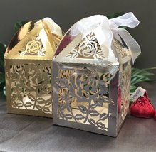 100pcs Rose custom wedding Favor box,Small Gift box,Metallic Silver cand... - $34.00