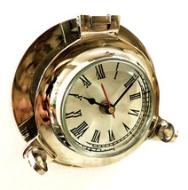 Shiny Silver Ship Porthole Analog Clock Nautical Wall Hanging Clock Home... - £65.09 GBP