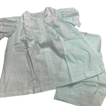 Nancy King Vintage Pajama Set Short Sleeve Top Shorts Mint Green Size L ... - $39.55