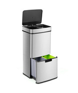 19 Gal Stainless Steel Trash Can with Kitchen Waste Bin and 2 Bottom Rec... - $290.49