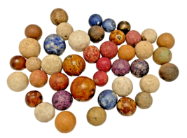 Marbles Estate Lot of 42 Vintage Colorful Clay Marble Antique Primitive - £53.20 GBP