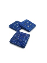 3Pc Extra Large Coat Buttons 40mm, Sparkly Blue Square Handmade Ceramic ... - £17.03 GBP