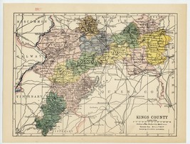 1902 Antique Map Of The Kings / Offaly County / Ireland - £22.20 GBP