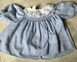 Nanette blue gingham smocked dress Size 6 months embroidered rosebud collar - $23.65
