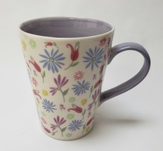 Starbucks Coffee Mug Cup Floral Flowers Purple Interior/Handle 13 fl oz 2006 - £30.97 GBP