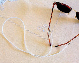 Pearl Eyeglass Leash, White Eyeglasses Chain, Beaded Lanyard - $15.00